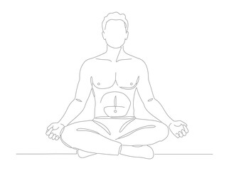 Simple Dotted Line Male Meditating Silhouette Illustration Yoga Pose