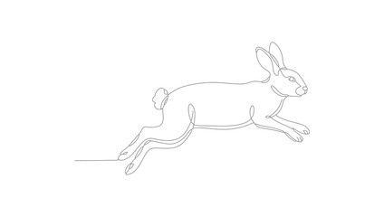 Minimalist Outline Leaping Hare Sketch Artwork Animal Illustration