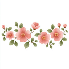 Beautiful elegant pink watercolor flower illustration on branch. gentle floral and botanical decoration element, perfect for romantic invitation or elegant greeting card