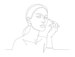 Dotted Line Portrait Woman with Headscarf Simple Minimalist Illustration