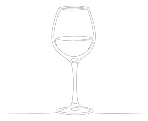 Simple Line Art Wine Glass Alcohol Drink Beverage Outline Icon