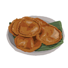 Kue Cucur - Traditional Indonesian Brown Sugar Pancake Illustration