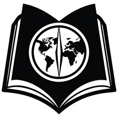 Cangkir Kopi dan Buku Terbuka di Atas Meja Kayu Ilustrasi