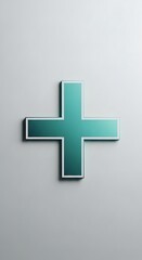 Obraz premium Teal Plus Sign on Gray Background - Symbol of Addition and Help.