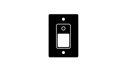 Illuminated Control Simple Black and White Toggle Switch Illustration on a Rectangular Plate