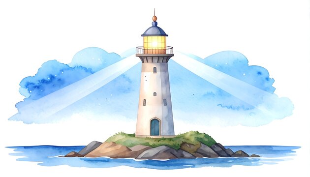 Watercolor lighthouse illustration