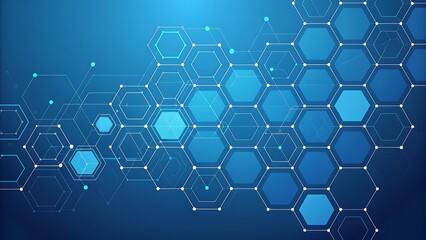 Abstract blue hexagonal network background with glowing connections