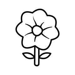 Simple flower icon with a stem and two leaves, clean minimal design. Perfect for nature, floral logo, eco-friendly concept, botanical illustration, or decorative design
