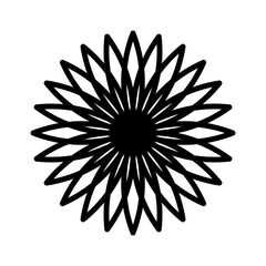 Bright sunflower icon with petals and round center, minimal vector. Perfect for eco-friendly branding, botanical art, floral decoration, gardening, or nature logo