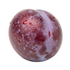 Purple plum covered in water droplets on a black background fruit dark