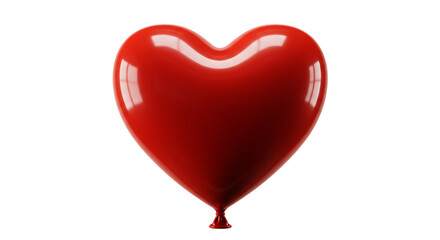 Realistic Red Heart-Shaped Balloon, Isolated on White Background, Symbol of Love and Romance