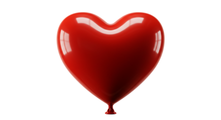 Realistic Red Heart-Shaped Balloon, Isolated on White Background, Symbol of Love and Romance