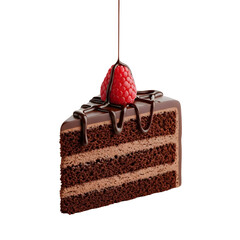 Rich Chocolate Cake Slice with Raspberry and Drizzled Chocolate Sauce dessert sweet