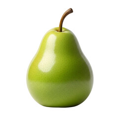 Shiny Green Pear with Stem on Black Background fruit ripe