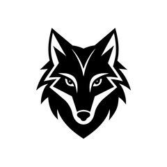 Obraz premium Stylized black and white wolf face on transparent background silhouette
