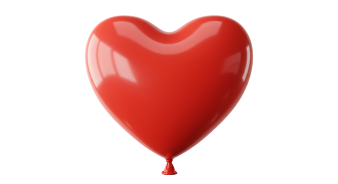 Red Heart Balloon Floating Isolated on White Symbol of Love and Affection