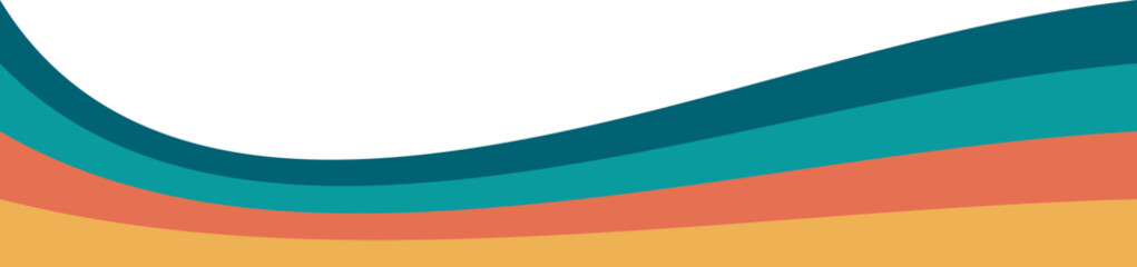 Rainbow retro header with colored lines for banner. Abstract vintage geometric stripes for template and poster. Dynamic playful border and divider. Groovy footer and headline