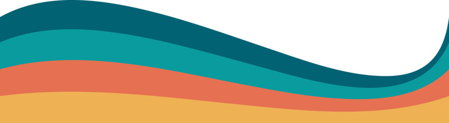 Fototapeta premium Rainbow retro header with colored lines for banner. Abstract vintage geometric stripes for template and poster. Dynamic playful border and divider. Groovy footer and headline