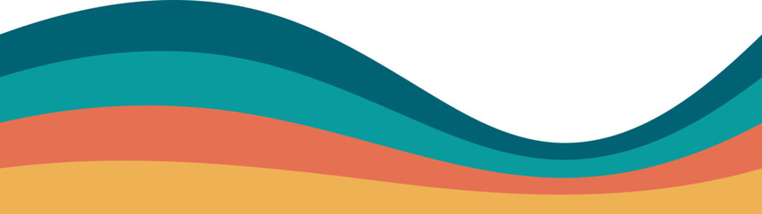 Rainbow retro header with colored lines for banner. Abstract vintage geometric stripes for template and poster. Dynamic playful border and divider. Groovy footer and headline