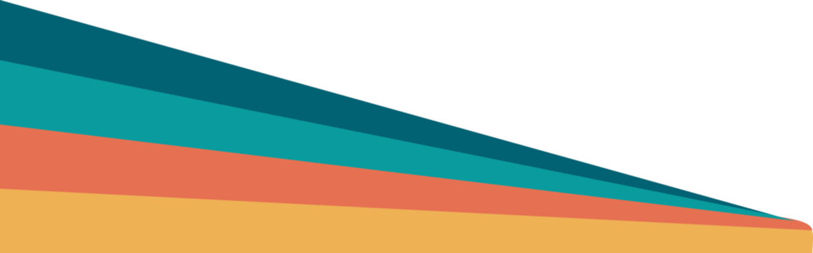 Rainbow retro header with colored lines for banner. Abstract vintage geometric stripes for template and poster. Dynamic playful border and divider. Groovy footer and headline