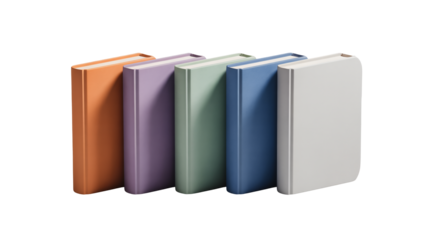 Colorful hardcover books standing together, perfect for education, literature, reading, knowledge, and creative design projects, with clean modern style