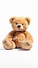 Light Brown Plush Teddy Bear on White Background