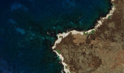 Galapagos Islands Coastline: Aerial View of Volcanic Terrain, Pristine Beaches, and Pacific Ocean...