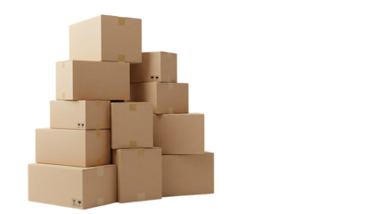Stack of brown cardboard boxes, representing efficient logistics, secure storage, and reliable global parcel delivery solutions