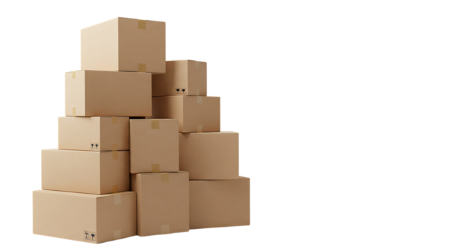 Stack of brown cardboard boxes, representing efficient logistics, secure storage, and reliable global parcel delivery solutions