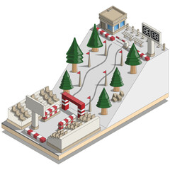 Ski slope. Isometric. Isolated on white background.Vector illustration.
