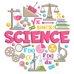 Science. A set of scientific icons. Isolated on white background. Vector illustration.