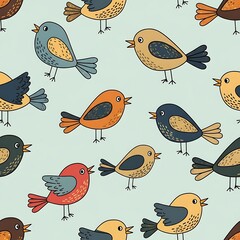 Colorful Bird Pattern - A Whimsical Design for Creative Projects.