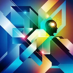 Abstract Mindscape - Geometric Shapes and Focused Thought.