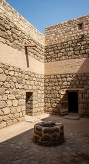 Ancient Fort Courtyard with Well in Al Ain, UAE.