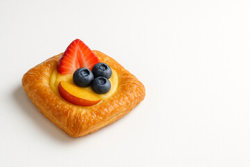 Fresh Fruit Danish Pastry Isolated on White