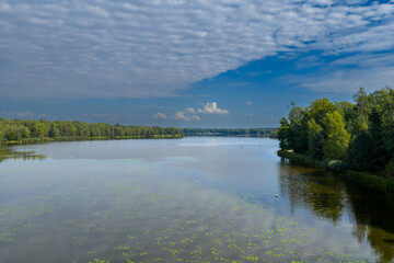 Drone view of Paprocańskie Lake near Tychy