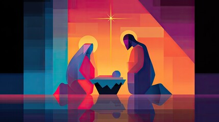 Abstract Illustration of Birth of Jesus