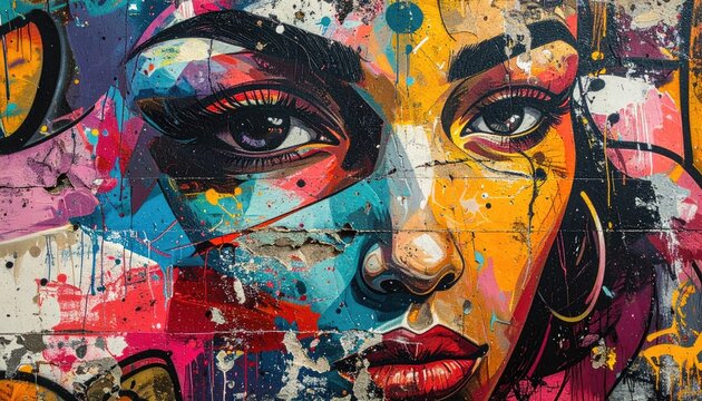 Vibrant Colorful Abstract Portrait Painting of a Woman