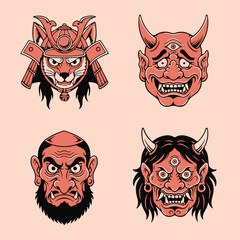 japanese mask illustration asset 2