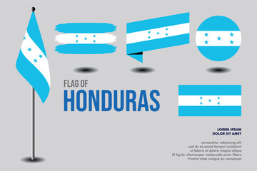 Set of Honduras flag in 5 designs