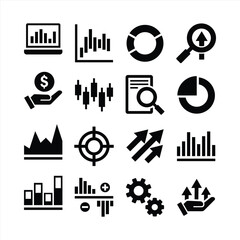 Stock Market Trading Icons Set. Vector