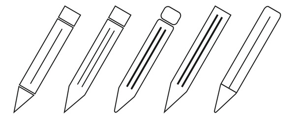 A simple black pencil icon angled on a white background sketching a small line