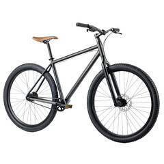 Black mountain bike isolated on transparent background
