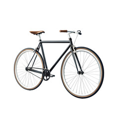 Obraz premium Black single speed bicycle isolated on transparent background