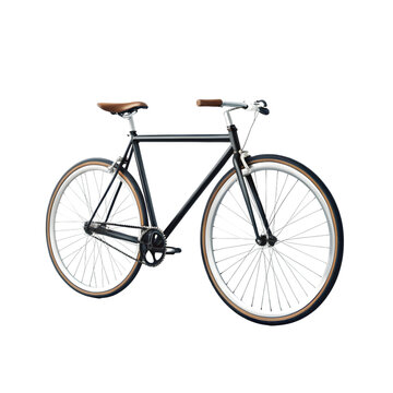 Black single speed bicycle isolated on transparent background