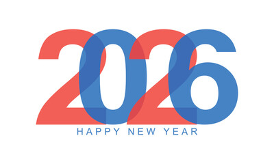 2026 Happy New Year vector design. Modern and stylish New Year 2026 logo template on white background. Festive graphic illustration.