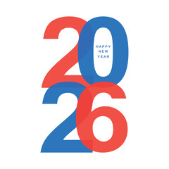 2026 Happy New Year vector design. Modern and stylish New Year 2026 logo template on white background. Festive graphic illustration.