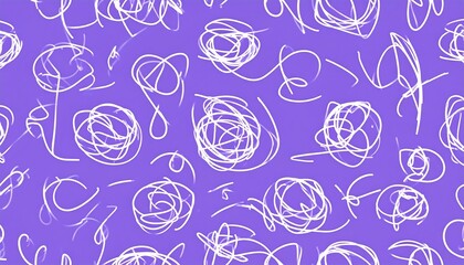 Abstract Chaotic Scribble Pattern on a Vivid Purple Background