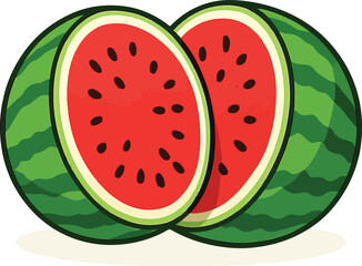 Juicy watermelon halves invite a refreshing summer treat, perfect for healthy snacks, vibrant designs, and eye-catching seasonal promotions