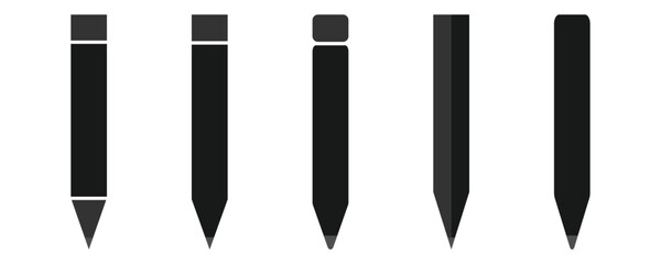 A simple black pencil icon angled on a white background sketching a small line